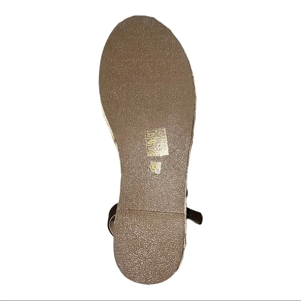 Journee Collection Womens Lyddia Brown Faux Leather Flat Sandals 10M New